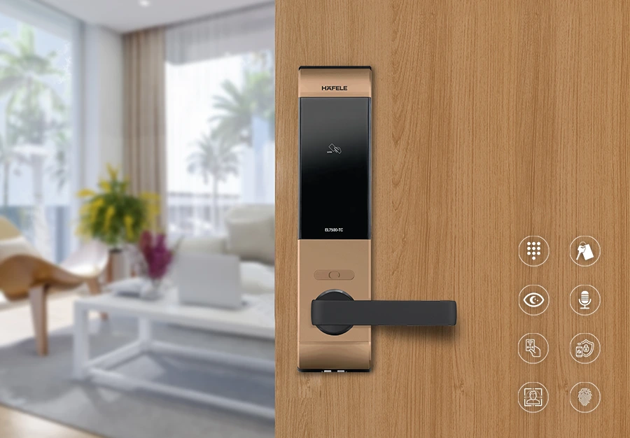 Stylish design hafele digital lock installed on the door